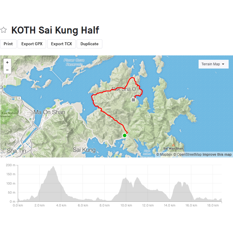 King of the Hills Sai Kung Half (2020), GPX file, Gone Running - Gone Running