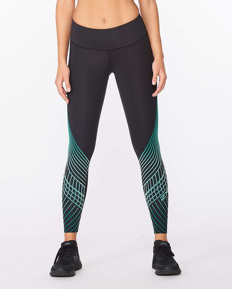 2XU Women's Motion Texture Mid-Rise Compression Tights Gone Running